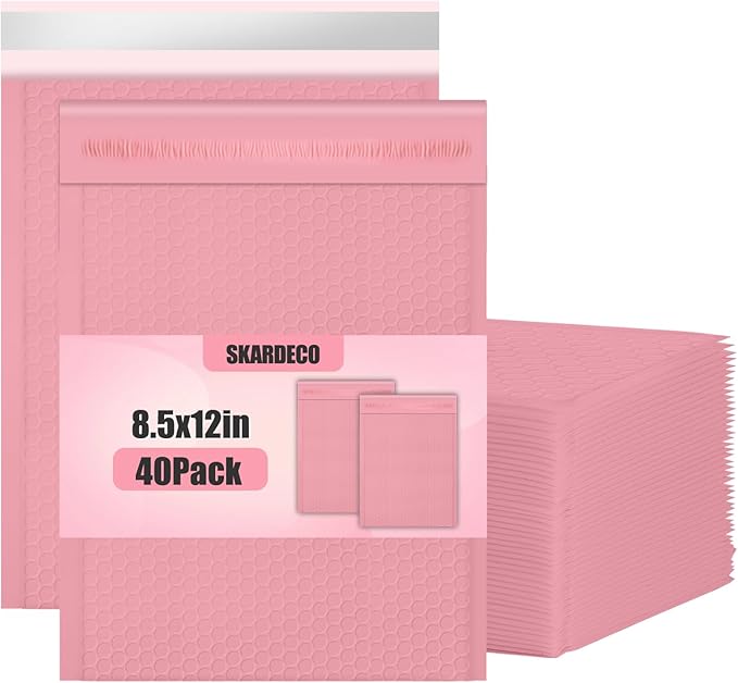 Bubble Mailers 8.5x11inch 40Pack Pink Bubble Mailers Self-Seal Padded Mailing Envelopes Bubble Opaque Padded Mailer for Small Businesses to Package and Mail Jewelry Cosmetics#2-DeskLoop Office
