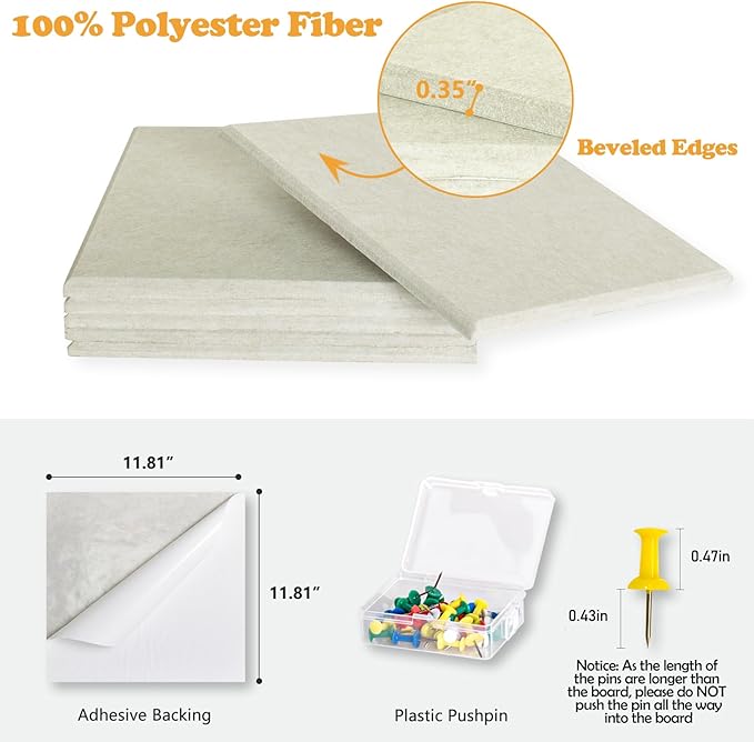 Large Cork Board for Wall with Pins, 36" x 24" Bulletin Board Self-Adhesive Pin Board | Customized 6 Packs Felt Tiles for Office Home Wall Decor-DeskLoop Office