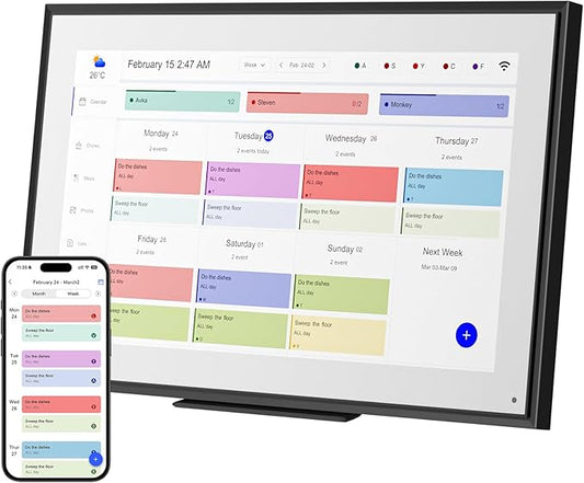 15.6 inch Wall Planner Digital Calendar Electronic Calendar Chore Chart,2025 Smart Touchscreen Full HD Interactive Display for Family Schedules,Wall/Desk Mountable for Seamless Scheduling/Organizing-DeskLoop Office