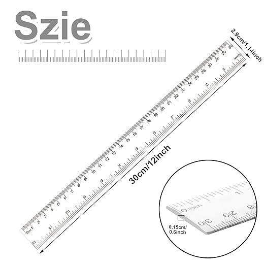 30PCS Clear Ruler Plastic Rulers 12 Inch, with Inches and Metric for School Classroom, Home, or Office (Clear)-DeskLoop Office
