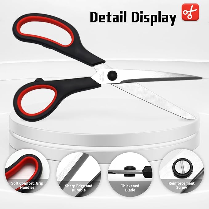 Vitoler Scissors All Purpose Heavy Duty,8.5" Kitchen Scissor for Food,Sewing Fabric Cutting, Right/Left Handed scissors for school-DeskLoop Office