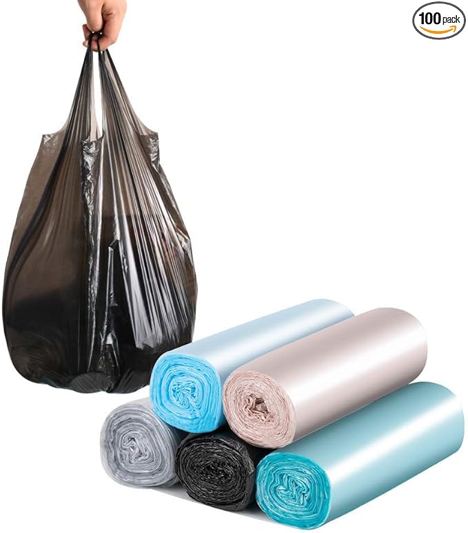 Handle Trash Bags 4 Gallon 100 Counts Small Garbage Bags for Office,Kitchen,Bedroom Waste Bin, Rubbish,Trash Can Liner-DeskLoop Office