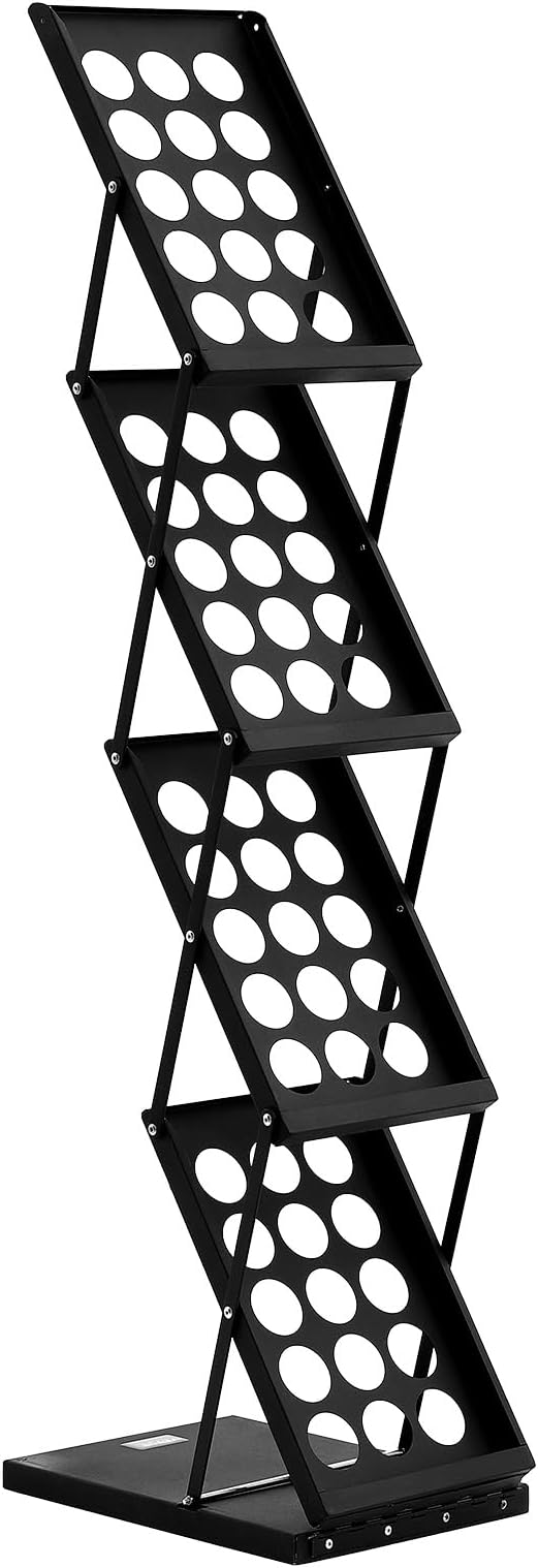 VEVOR Foldable Magazine Display Rack, 4-Tier Brochure Literature Display Stand, Portable Catalog Brochure Holder Stand with Carrying Bag for Office Trade Show Exhibitions, 4 Pockets-DeskLoop Office