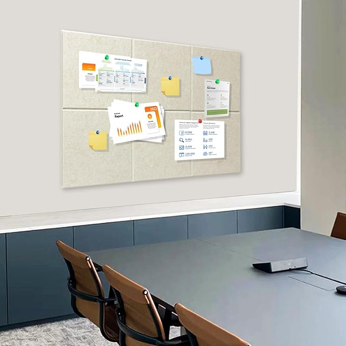 Large Cork Board for Wall with Pins, 36" x 24" Bulletin Board Self-Adhesive Pin Board | Customized 6 Packs Felt Tiles for Office Home Wall Decor-DeskLoop Office