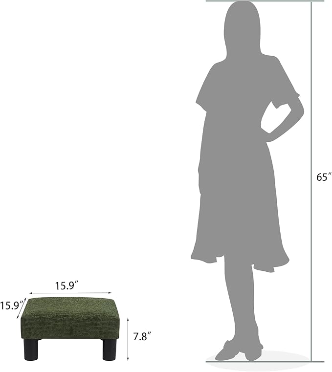 Joveco Small Foot Rest Stool Ottoman, 3D Velvet Square Upholstered Footstool for Chair, Under Desk, Office, Living Room, Deep Green-DeskLoop Office