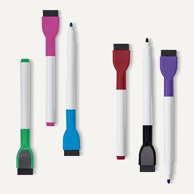 Amazon Basics Magnetic Dry Erase Calendar Whiteboard Set (3-Pack) for Fridge, 8 Markers and Eraser-DeskLoop Office