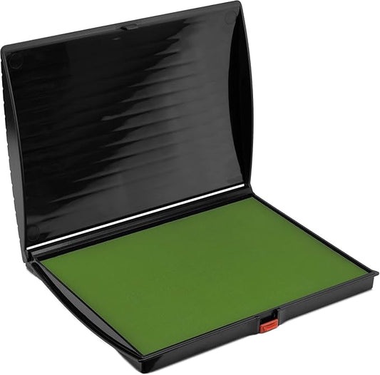 Large Premium Olive Green Ink Stamp Pad - 5" by 7" - Quality Felt Pad - Case with Closing snap-DeskLoop Office