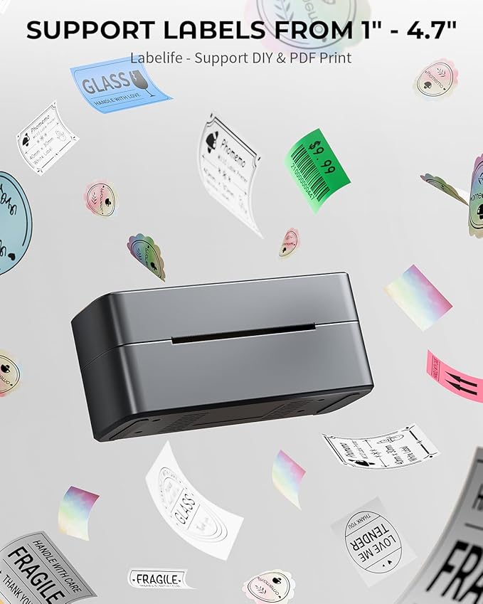 Phomemo 4x6 Shipping Label Printer - 241BT Bluetooth Thermal Label Printer Compatible with iOS&Android, Windows, Mac, Chrome OS, Wireless Thermal Printers for Small Business, Barcode, Packages - Black-DeskLoop Office