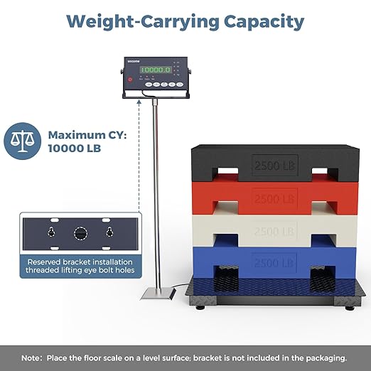 48"x48" Industrial Floor Scale, Professional Platform Scale with Digital Indicator, Weighing Scale for Warehouse Shipping and Industrial Use, 10000 lb x 1 lb, Black-DeskLoop Office