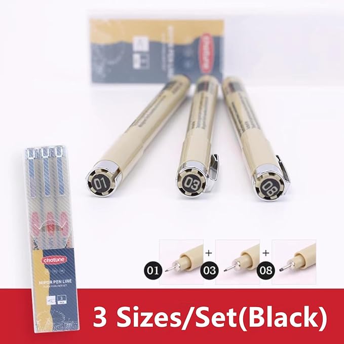 Micro Fineliner Set – 3 size Archival Ink pens for Technical Drawing, Anime & Sketching – Artists, Architects & Illustrators-DeskLoop Office