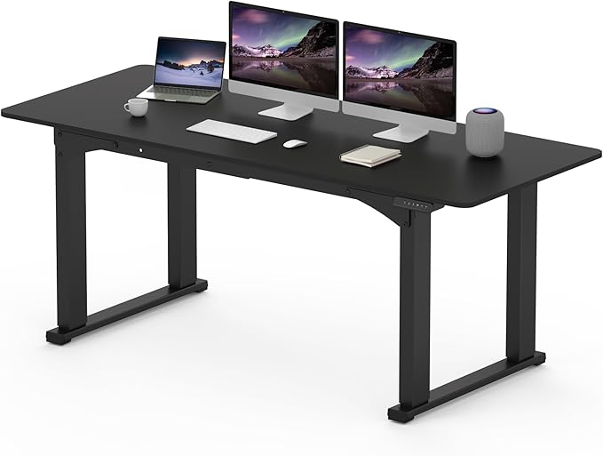 SANODESK 4-Leg Standing Desk, Electric Height Adjustable Desk with Memory Presets for Home Office, Stand up Desk Computer Workstation, 71x32 Inches Black-DeskLoop Office