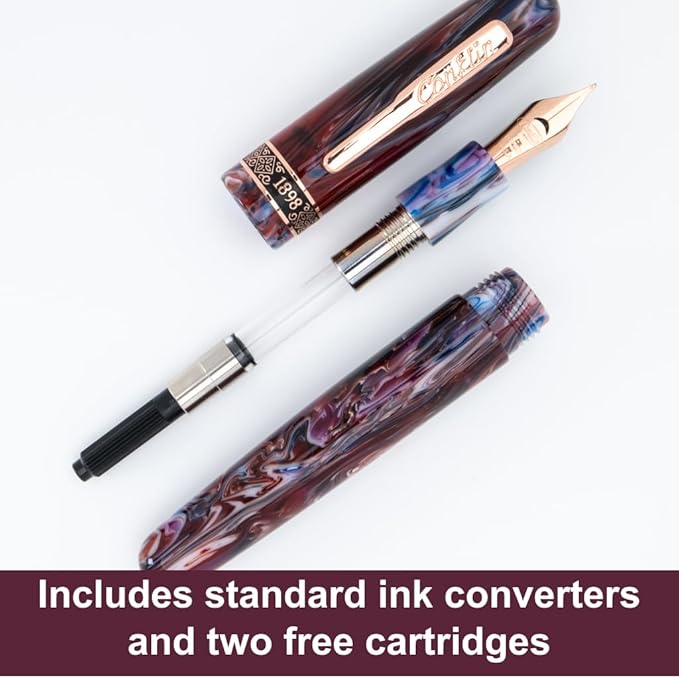 Conklin 1898 Fountain Pen, Misto Purple - Stub Nib | Luxury Writing Instrument with Unique Resin Blend | JoWo Stainless Steel Nib Made in Germany | Ideal for Calligraphy Enthusiasts-DeskLoop Office