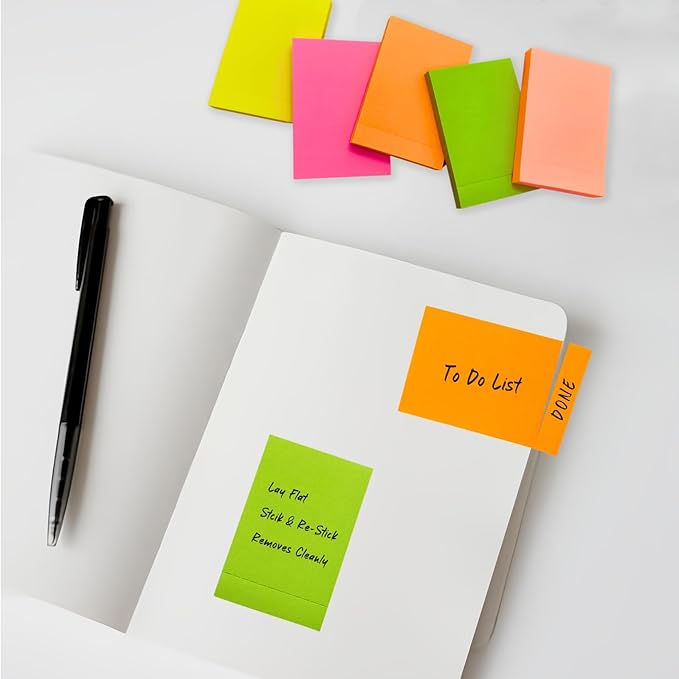 Full Adhesive Sticky Notes 3 x 2 in, Bright Colors, Colorful Small Sticky Notes Full Adhesive Back Self-Stick Note Pads for Office, School Supplies, 80 Sheets/Color, 5 Colors/Pack, 400 Sheets Total-DeskLoop Office