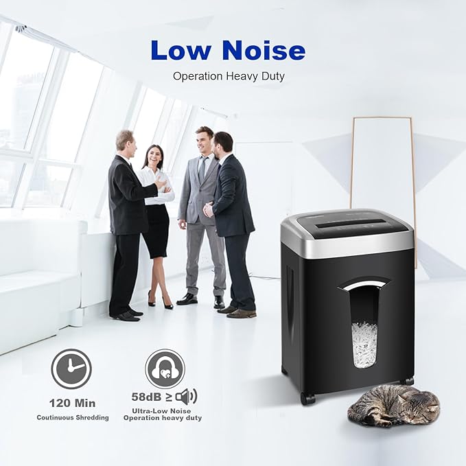 120-Minute Paper Shredder - 15-Sheet Capacity, 30L(7.9 Gallon) Bin, 58dB Quiet Operation, P4 Cross-Cut Heavy-Duty Shredder for Home & Office Use