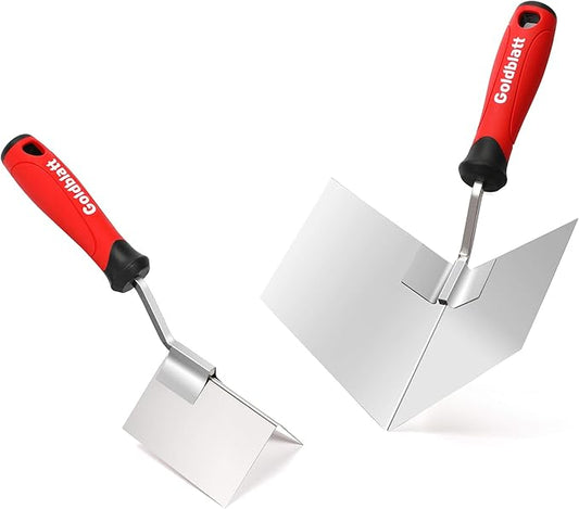 Goldblatt 2 Piece Drywall Corner Tool Set, 5'' Outside Corner Knife & 3-1/2'' Inside Corner Knife, with Soft Grip Handle - Stainless Steel Sheetrock External Corner Trowel & Internal Corner Trowel-DeskLoop Office