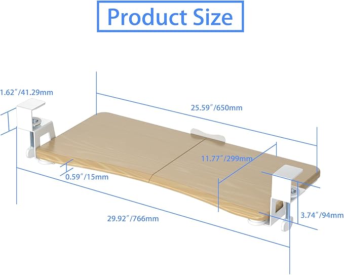 suptek Keyboard Tray Under Desk Pull Out with C Clamp Mount, Computer Keyboard & Mouse Tray, 25.6 (30 Including Clamps) x 11.8 inch Slide-Out Platform Computer Drawer for Typing, Light Wood, DSF1QM-DeskLoop Office