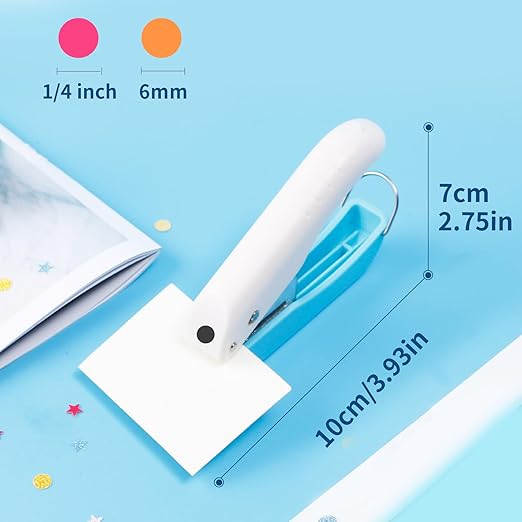 UCEC Single Hole Punch 1/4” Circle Paper Hole Puncher, One Hole Handheld Puncher, A Crafts Easy Punching Small Hole Puncher for Craft Paper Tags Clothing Ticket DIY Scrapbook Tool-DeskLoop Office