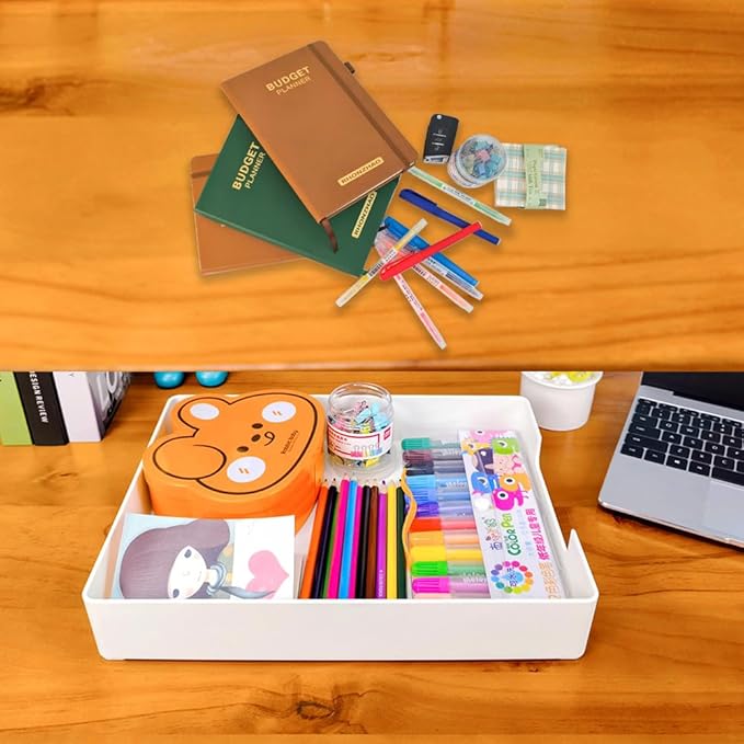 Desk Letter Tray, 2PCS A4 Size Plastic Stackable File Document Organizer, Office Desktop File Paper Holder, Book Storage Rack,Anti-Skid Stacking Support for Office Supplies (White)-DeskLoop Office