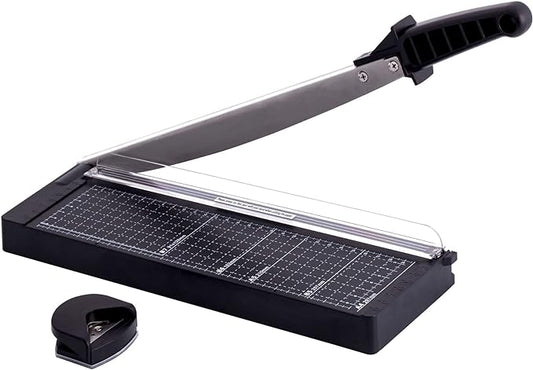 TIANSE Paper Cutter 12 Inch Paper Cutter Guillotine with 8 to 10 Sheet Capacity Safety Blade Lock Heavy Duty Paper Trimmer for Cardstock Cutting Board Paper Cutter Slicer for Home Office School Black-DeskLoop Office