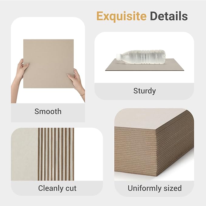 25 Pcs Book Board, Binder Board, Cover Board, Heavy Duty Chipboard for Book Binding, DIY Cardboard (Gray, 12 x 12 Inch 100PT)-DeskLoop Office