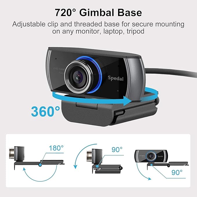 Spedal Webcam 1080P 30fps, HD Computer Webcam with Microphone for Desktop,100 Degrees Wide Angle Web Camera for Zoom Xbox YouTube Skype FaceTime Hangouts