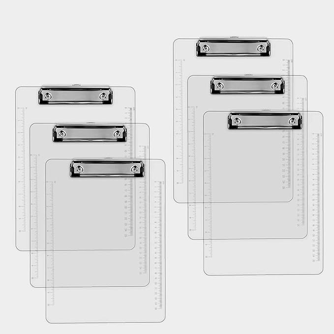 PERFORMORE Clear Acrylic Clipboards 6-Pack | 12โ x 9โ Letter-Size Writing Boards | Durable Transparent Plastic with Silver Low-Profile Clips | Ideal for Office, School, Events, and Seminars-DeskLoop Office