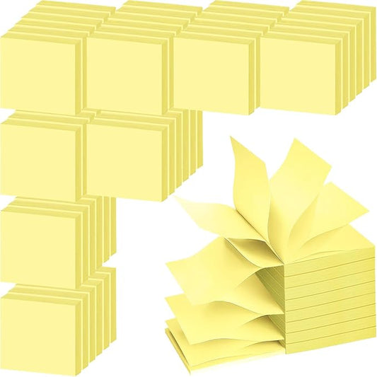 48 Pack 3840 Sheets Pop Up Sticky Notes 3X3 in Bright Color Self Sticky Note Pads Colorful Post Stickies for Office Home School Meeting, 80 Sheets/pad, Yellow-DeskLoop Office