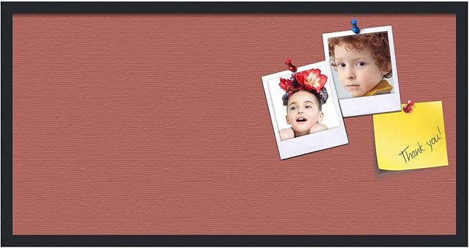 PinPix 36x18 Inch Cork Bulletin Board. This Decorative Framed Pin Board Comes with Crimson Pastel Design and a Satin Black Frame. Ideal for Home Office Decor or Message Board (PinPix-1807)-DeskLoop Office