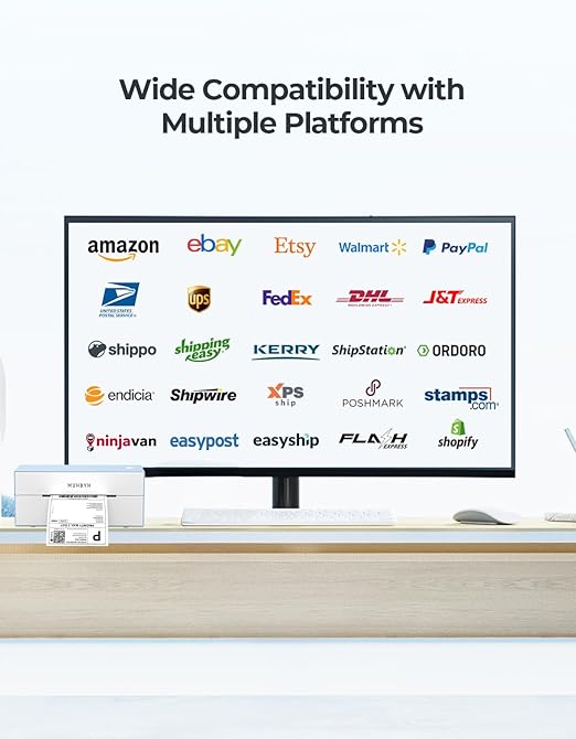 MUNBYN Bluetooth Thermal Label Printer, 4x6 Shipping Label Printer for Shipping Packages, Compatible with iOS, Android, PC, Mac, Chrome OS, Etsy, Ebay, Shopify, Amazon, USPS and More-DeskLoop Office