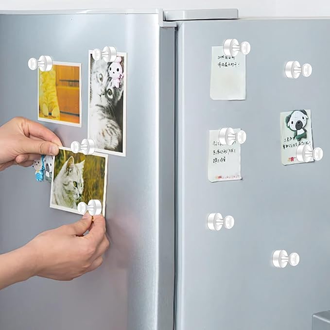 22 Pack Fridge Magnets Strong for Whiteboard, Push Pin Magnet, Refrigerator Magnet Small Strong Rare Earth Magnets for Office, Classroom, Kitchen, Home, White-DeskLoop Office