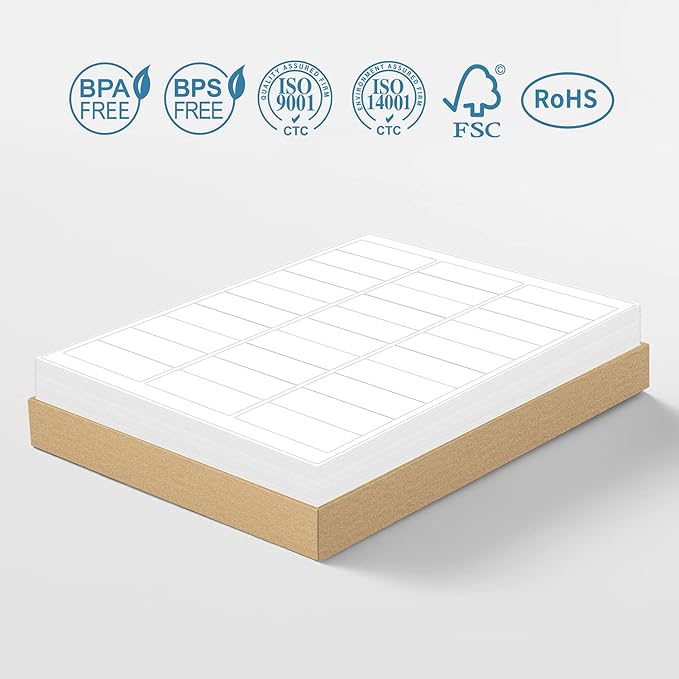 Methdic Address Labels 1" x 2-5/8" 3000 Labels Sticker Paper for Laser/Ink Jet Printer Mailing Labels 8.5"×11" White 30 per Sheet-DeskLoop Office