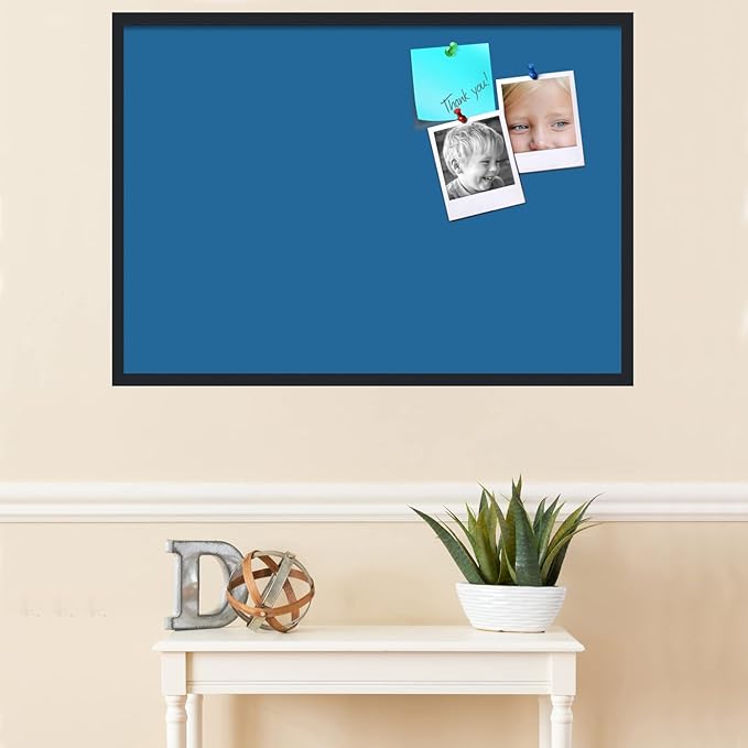 PinPix 40x28 Inch Cork Bulletin Board. This Decorative Framed Pin Board Comes with Navy Pastel Design and a Satin Black Frame. Ideal for Home Office Decor or Message Board (PinPix-1811)-DeskLoop Office
