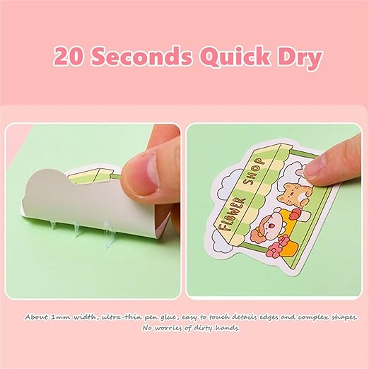 Scrapbook Quick Dry Crafting Glue Set, 6PCS Multi-color Spot Glue Pen for Papercrafts, Handmade Stationery, DIY Foil-Stamping, Back to School Supply, Year 6+-DeskLoop Office