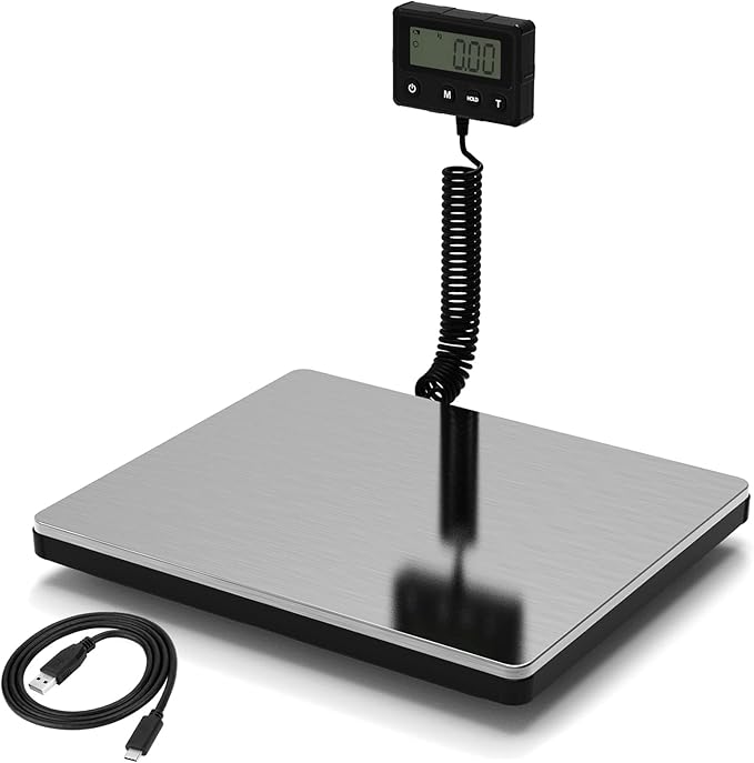 Maxus Shipping Scale 440lb, LCD Digital Postal Scale with Hold and Tare Funtion, Postage Scale for Packages Luggage Post Office Warehouse, Battery and Tape-c Power, Black-DeskLoop Office
