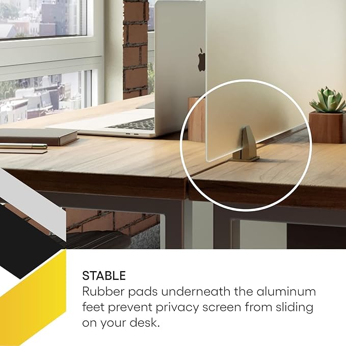 OBEX Acrylic Free Standing Screen, Divider for Desk Privacy Home & Office Partitions for Table Top Workstation, Portable Cubicle Panel for Work, 12" x 48", Frosted-DeskLoop Office