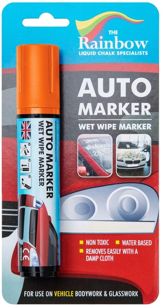 Window Markers for Glass Washable Car Window Paint Pen- Dry Erase Liquid Chalk Marker Car Decorations on All Surfaces, Tire, Windshield - Auto Marker, Autowriter, Rain Resistant (Orange, Jumbo Tip)-DeskLoop Office