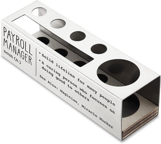 Payroll Manager Definition Gifts for Women, Men, Payroll Manager Desk Decor Stainless Steel Pen Pencil Holders WCC55-DeskLoop Office