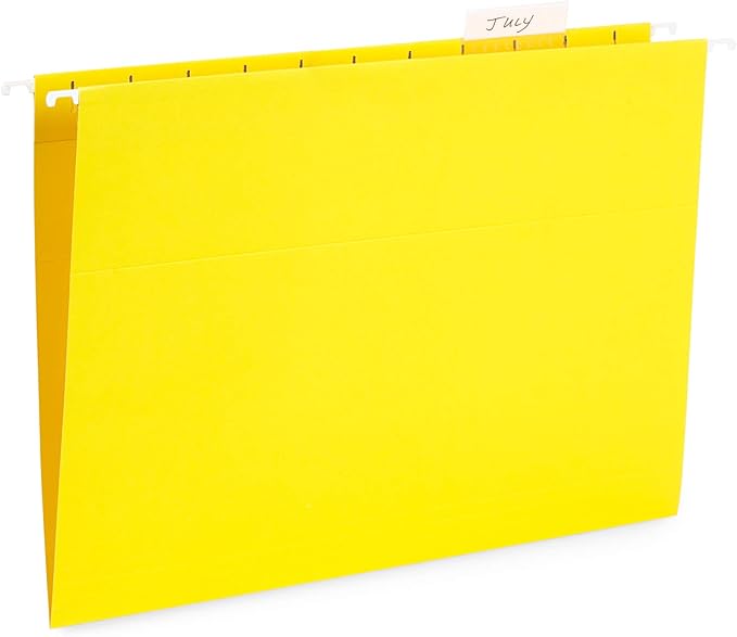 Blue Summit Supplies Hanging File Folders, 25 Reinforced Hang Folders, Designed for Home and Office Color Coded File Organization, Letter Size, Yellow, 25 Pack-DeskLoop Office
