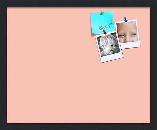 PinPix 21x17 Inch Cork Bulletin Board. This Decorative Framed Pin Board Comes with Pink Pastel Design and a Satin Black Frame. Ideal for Home Office Decor or Message Board (PinPix-1813)-DeskLoop Office