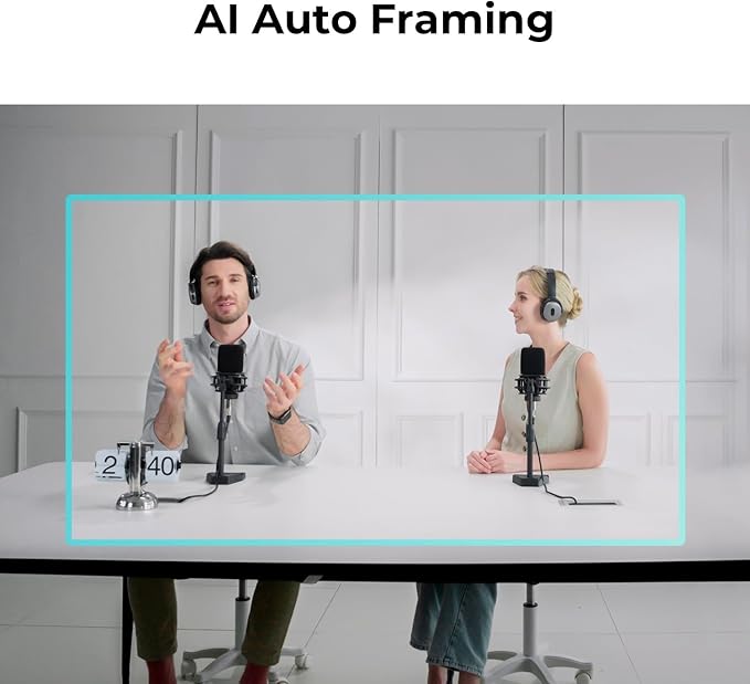 OBSBOT Meet 2 Webcam 4K - AI Framing & Auto Tracking, 1/2" Sensor, 60FPS, Auto Focus, HDR, Dual Mics - Lightweight USB Web Camera for Streaming, Zoom Meetings, Gaming. (Aurora Green)-DeskLoop Office