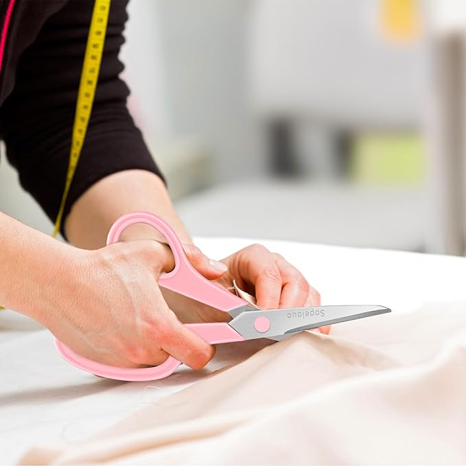 Scissors Set of 6-Pack, 8" Scissors All Purpose Comfort-Grip Handles, Sharp Scissor for Office Home School Craft Sewing Fabric Supplies, High/Middle School Student Teacher, Right/Left Hand-DeskLoop Office