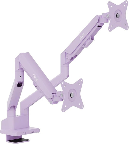 Pixio PS1D Wave Purple Dual Monitor Arm Stand Desk Mount - Fits up to 32 inches Monitors and up to 19.8lbs. VESA Compatibility and Integrated Cable Management-DeskLoop Office