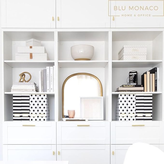 BLU MONACO Set of 4 Stylish Magazine File Boxes - 2 Black and White Stripes and 2 Polka Dots - Office Organization and Storage, Paper Organizer for Desk - Workspace and Classroom Organization-DeskLoop Office