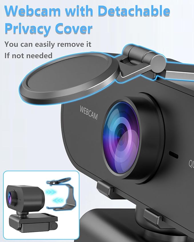 2K Webcam for PC Mac Laptop with Microphone,Full HD Web Cam for Streaming with Privacy Cover Sliders,USB C Web Camera for Desktop Computer Monitor,External Small Best Webcam For Microsoft Teams Gaming-DeskLoop Office