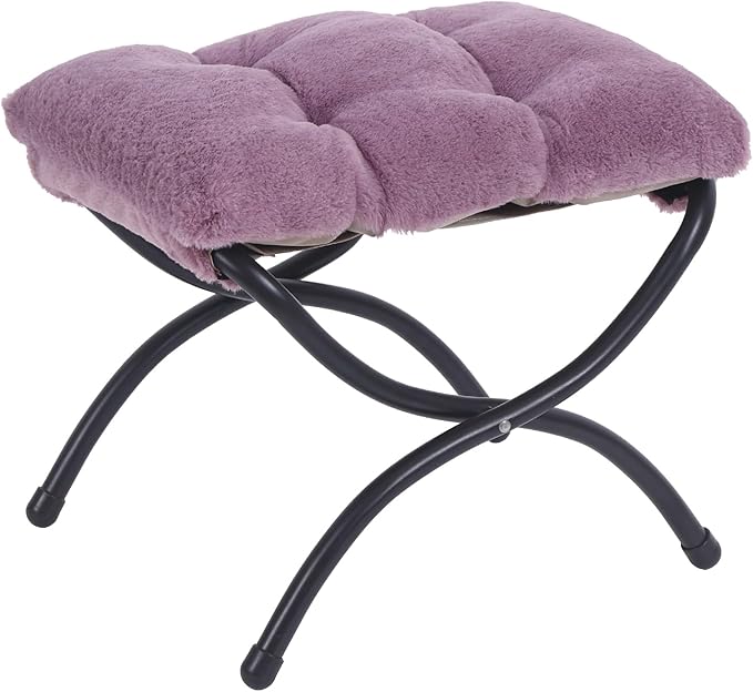LITA Folding Upholstered Footrest Stool, Modern Small Portable Accent Ottoman with Detachable Thick Cotton Cushion Padded Sofa Stool with Metal Frame for Lazy Chair, Living Room & Bedroom-DeskLoop Office