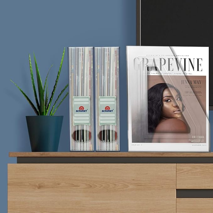 Acrimet Magazine File Holder, Durable Rack, Space-Saving Organizer (Plastic) (Clear Crystal Color) (2 pack)-DeskLoop Office