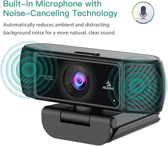 NexiGo N680 1080P Business Webcam with Microphone, Software and Privacy Cover, AutoFocus, Streaming USB Web Camera, for Online Class, Zoom Meeting Skype Facetime Teams, PC Mac Laptop Desktop