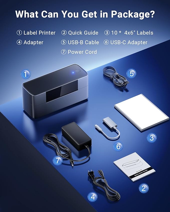 Bluetooth Thermal Shipping Label Printer 4x6, Wireless Shipping Label Printer for Small Business, Desktop Label Printers for Shipping Packages, Compatible with Amazon, Ebay, Shopify, Etsy, USPS-DeskLoop Office