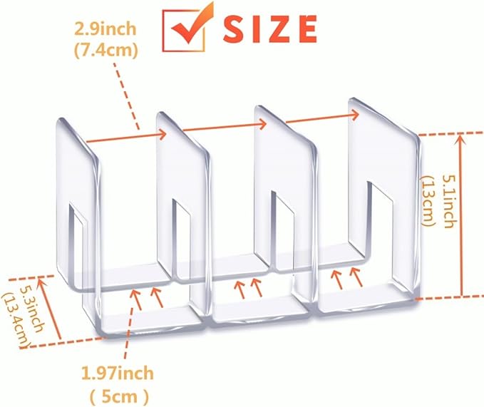 LUGUNU Acrylic Clear Purse Divider Organizer Clear Desk File Sorter Divider Mesh Folder Closet Shelf Storage Office Supplies Stand Holder Bookshelf (2 Pack of 3 Sections)-DeskLoop Office