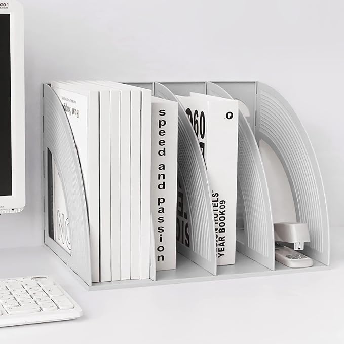 SAYEEC File Holder Storage Folder 4 Compartment Standing Desktop Hollow - Image 8